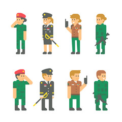 Flat design soldier uniforms