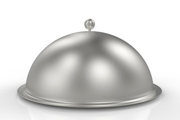 Silver Restaurant Cloche isolated on white background. 3D illustration