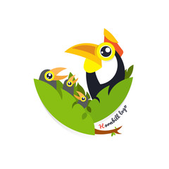 Toucan Bird vector illustration on white background. Hornbill. love. cartoon