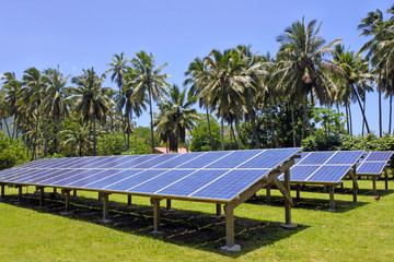 Solar PV modules in Rarotonga Cook Islands - obrazy, fototapety, plakaty