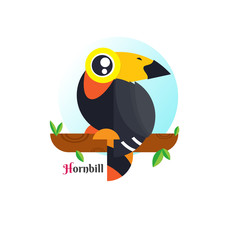 Toucan Bird vector illustration on white background. Hornbill. love. cartoon
