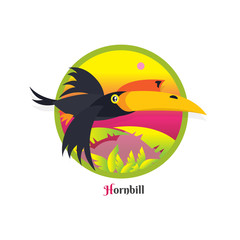 Toucan Bird vector illustration on white background. Hornbill. love. cartoon