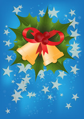 Blue color background Christmas bell for card design