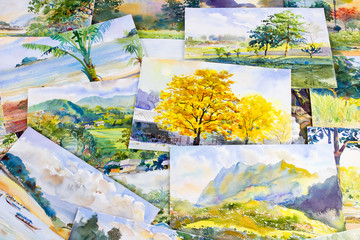 Watercolor paintings art work by a photography including memories.