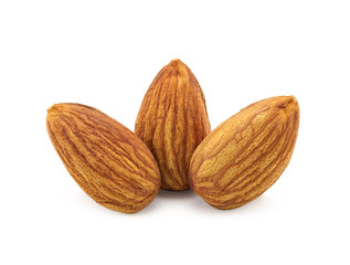 almonds isolated on a white background.