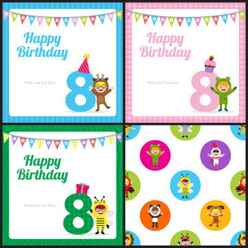 birthday card with kids in animal costume