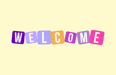 Welcome Colorful Square Letter Alphabet Greeting Card Word Sign Vector