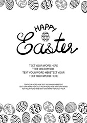 ute Easter eggs in black outline line up.