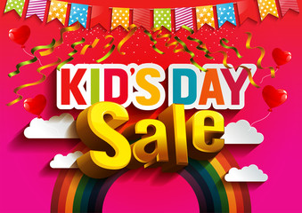 happy kid's day sale. vector illustration.