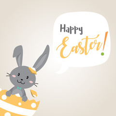 Happy easter day with black Easter rabbit.