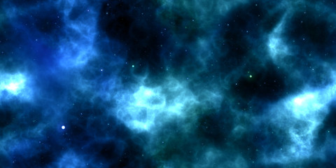 Light Blue Clouds on Night Sky Galaxy Background. Abstract Cosmos Infinity Texture. 3D Rendering. 3D Illustration.