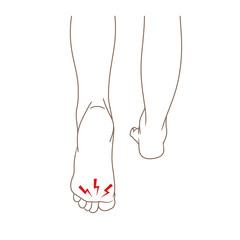 Female legs barefoot, back view, walking. Vector illustration, hand drawn cartoon style isolated on white, black and white contour