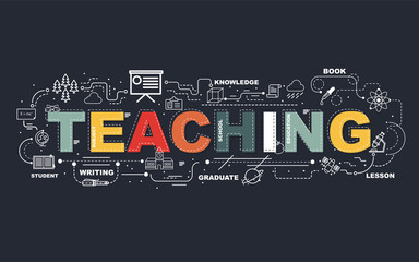 Design Concept Of Word TEACHING Website Banner.