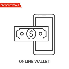 Online Wallet Icon. Thin Line Vector Illustration