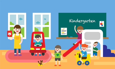 kids school class. vector flat design illustration set 