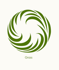 Grass Label abstract design. Round icon. Beautiful Logo Garden Company.