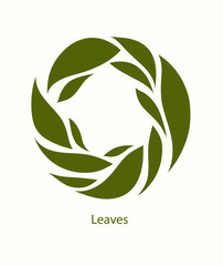 Leaves Label abstract design. Round icon. Beautiful Logo Garden Company.