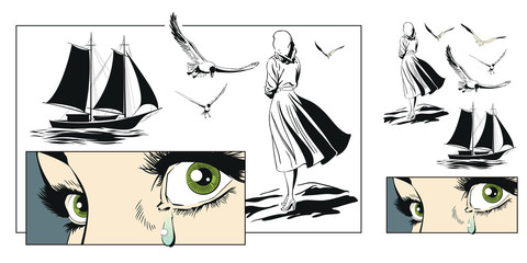 Girl says goodbye to sailor.