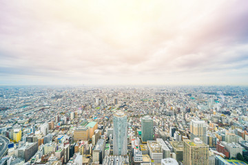 Asia business concept for real estate and corporate construction - panoramic modern city skyline aerial view of Ikebukuro in tokyo, Japan