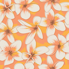 Fototapeta na wymiar Orange Floral Seamless Pattern