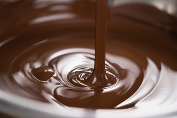 melting dark chocolate in steel bowl