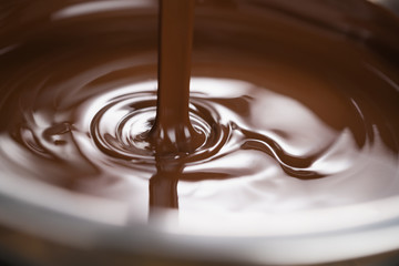 melting dark chocolate in steel bowl