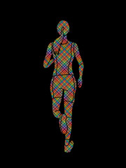 Runner jogger,Athletic Running designed colorful pixels graphic vector