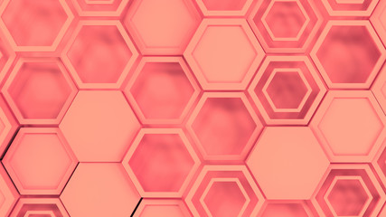 Abstract 3d background made of red hexagons