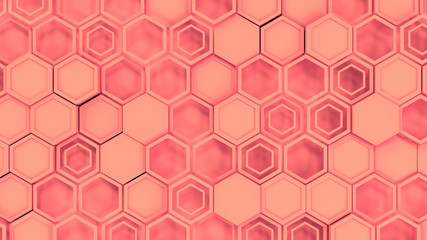 Abstract 3d background made of red hexagons