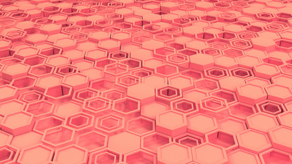 Fototapeta premium Abstract 3d background made of red hexagons
