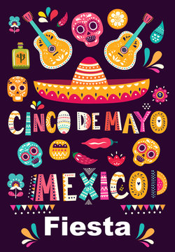 Illistration with symbols of Mexico