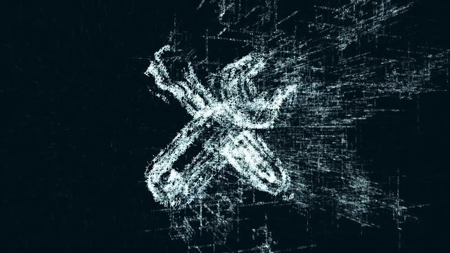 Repair logo, a design consisting of a code of numbers and a symbol. Abstract service icon in computer cyber network on a dark turquoise background