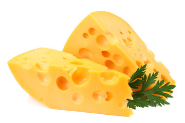 piece of cheese isolated on white background