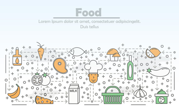 Food advertising vector flat line art illustration