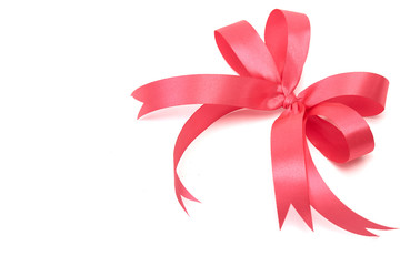 Festive ribbon bow on white background
