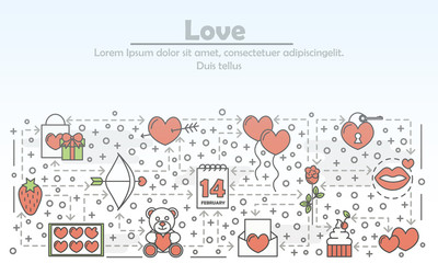 Love advertising vector flat line art illustration