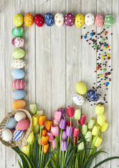 Fototapeta na wymiar Easter festival with colorful easter eggs
