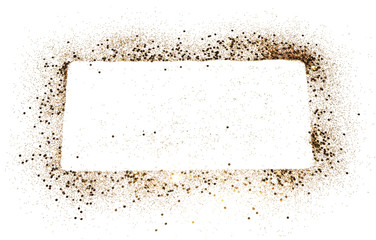 Rectangular border, frame of golden glitter on white background for your text