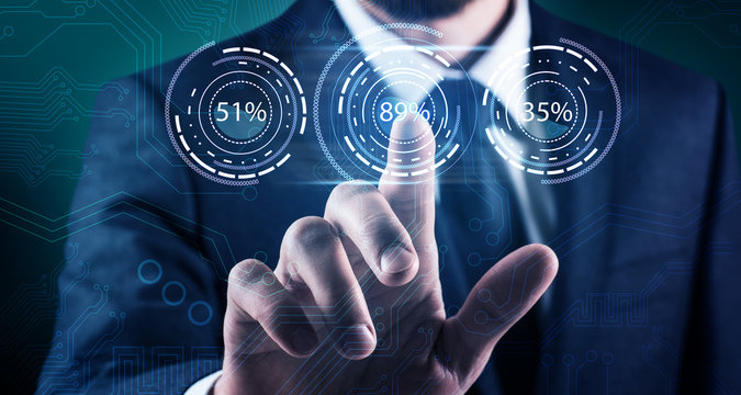 Businessman point on loading circle ring.