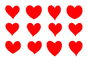 Set of hearts, vector icon.