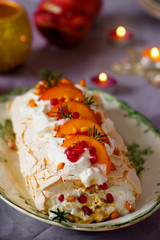 Winter Fruit Pavlova Roulade.Style vintage
