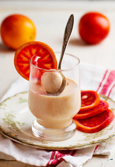 BLOOD ORANGE PANNA COTTA in to the glass