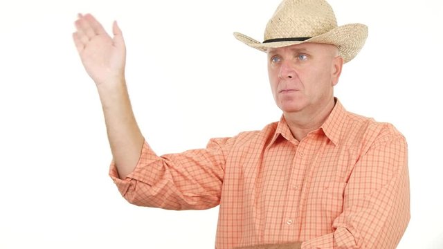 Confident Farmer Make a Welcome Hand Gestures or Saluting with a Hello Sign