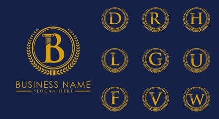 luxury legal logos, logos with letters and pillars