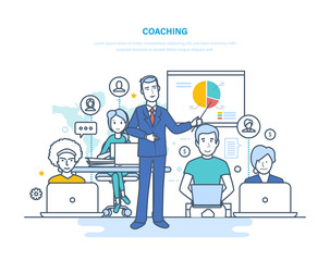 Corporate coaching, training, teaching business people, business learning, online education.