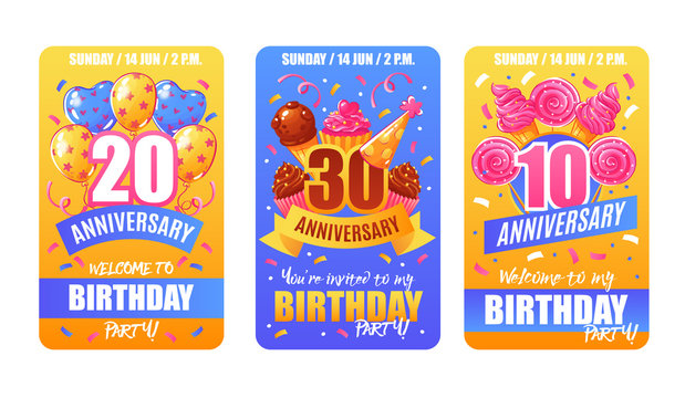 Birthday Anniversary Cards Banners 
