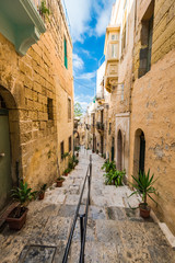Narrow charming street in Birgu,Malta