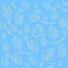 Obraz premium Seamless background. Easter greeting card. Happy Easter. Yellow Eggs on a blue background. Vector illustration