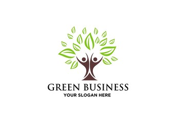 green leaf logo, tree logo vector