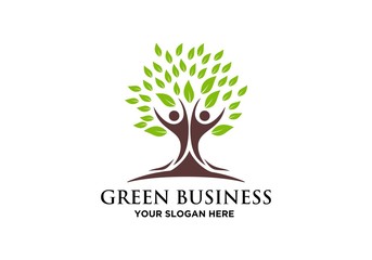 green leaf logo, tree logo vector